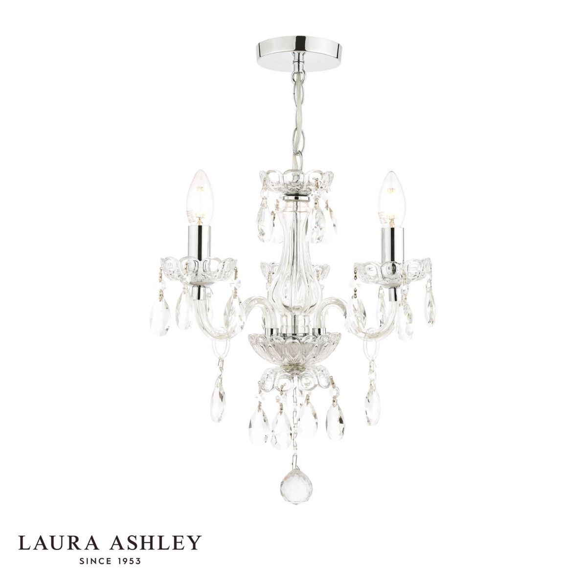 Laura Ashley Harriet 3 Light Chandelier Ribbed Glass and Polished Chrome