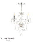 Laura Ashley Harriet 3 Light Chandelier Ribbed Glass and Polished Chrome