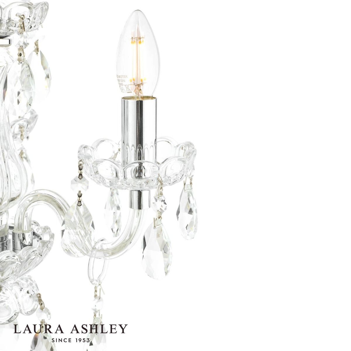 Laura Ashley Harriet 3 Light Chandelier Ribbed Glass and Polished Chrome