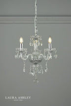 Laura Ashley Harriet 3 Light Chandelier Ribbed Glass and Polished Chrome