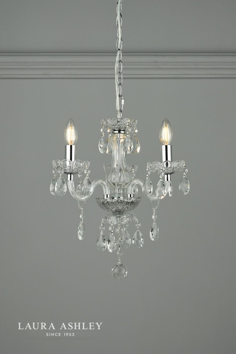 Laura Ashley Harriet 3 Light Chandelier Ribbed Glass and Polished Chrome