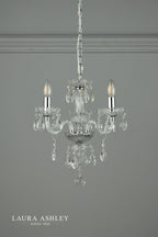 Laura Ashley Harriet 3 Light Chandelier Ribbed Glass and Polished Chrome