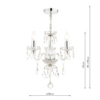 Laura Ashley Harriet 3 Light Chandelier Ribbed Glass and Polished Chrome