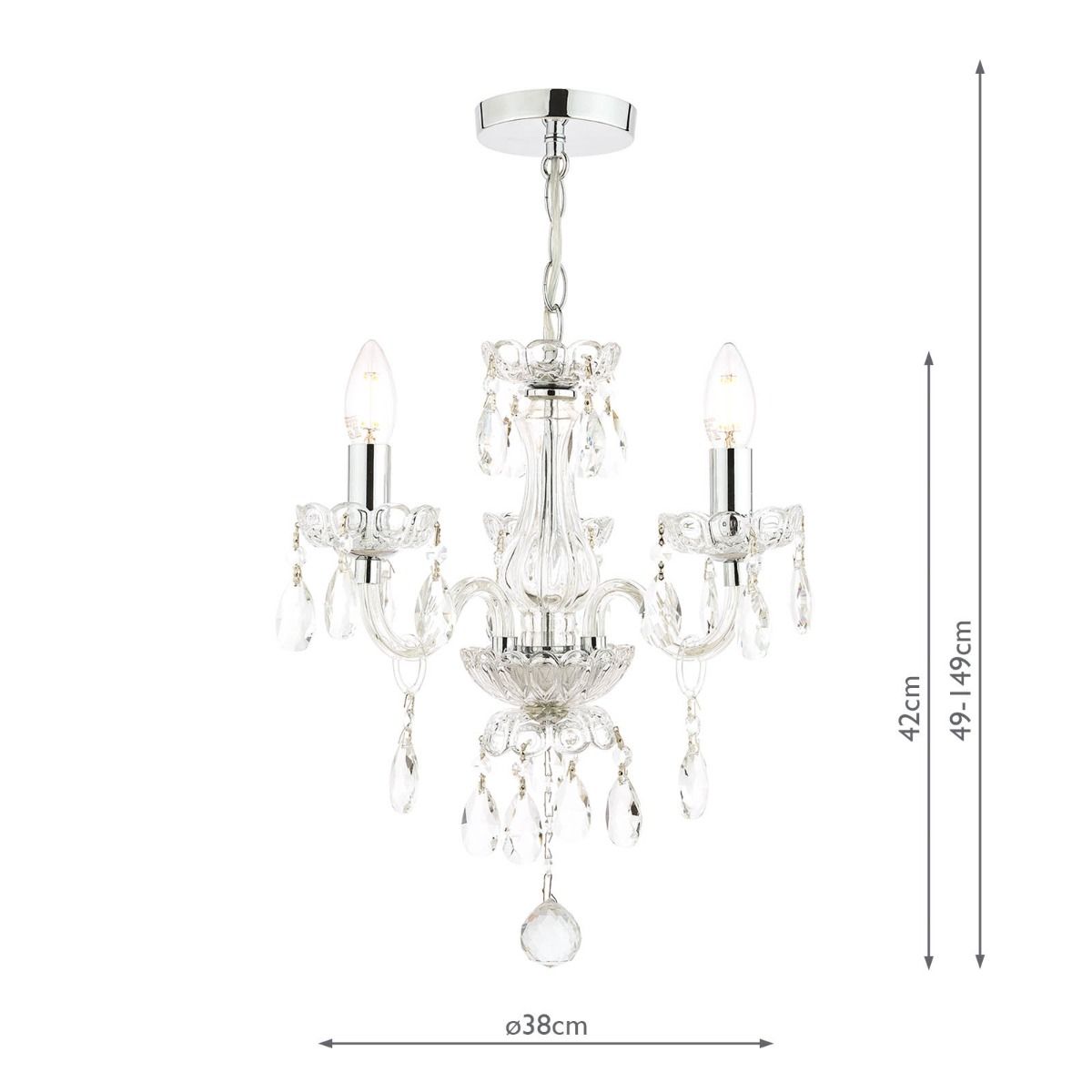 Laura Ashley Harriet 3 Light Chandelier Ribbed Glass and Polished Chrome