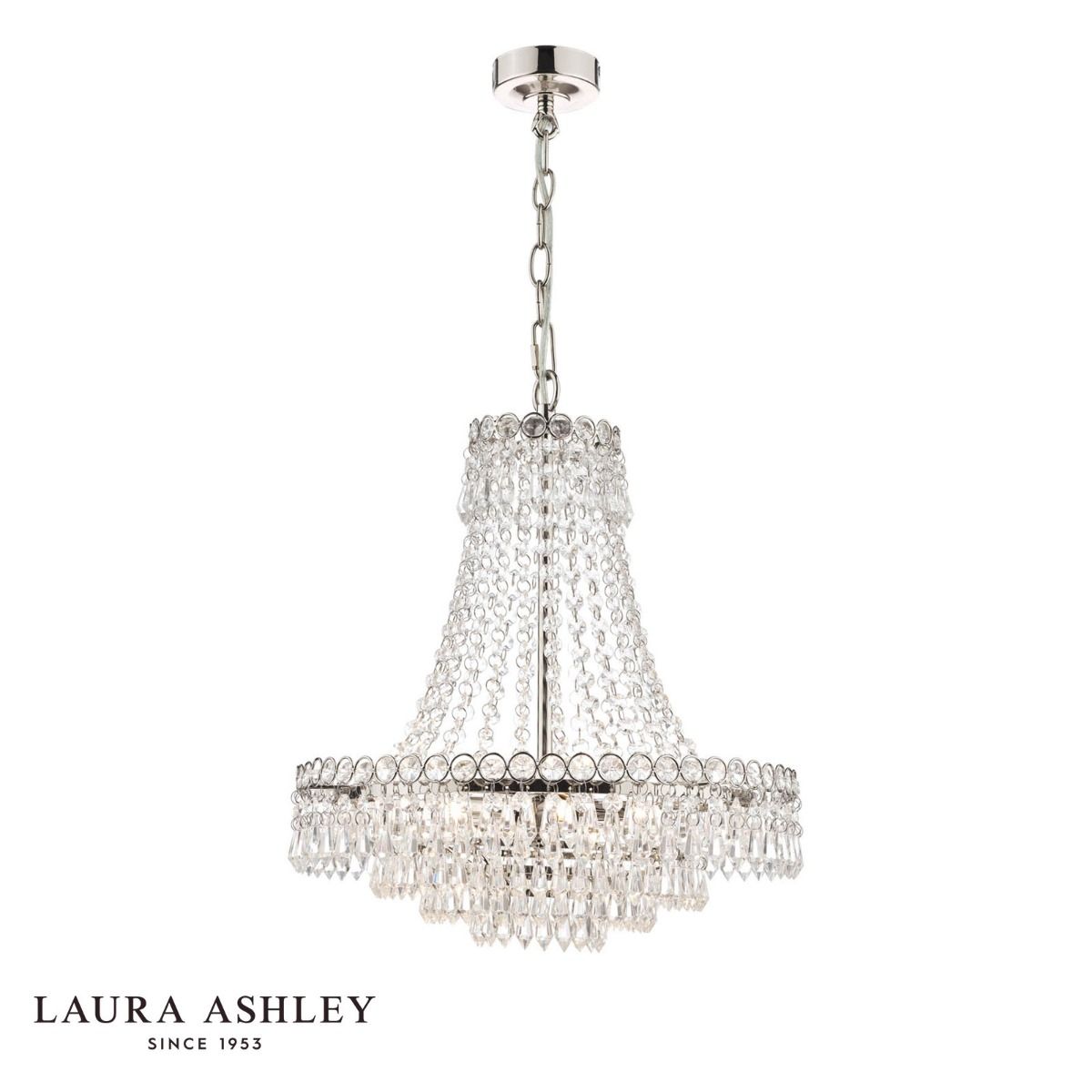 Laura Ashley Enid 5 Light Chandelier Faceted Glass and Polished Nickel