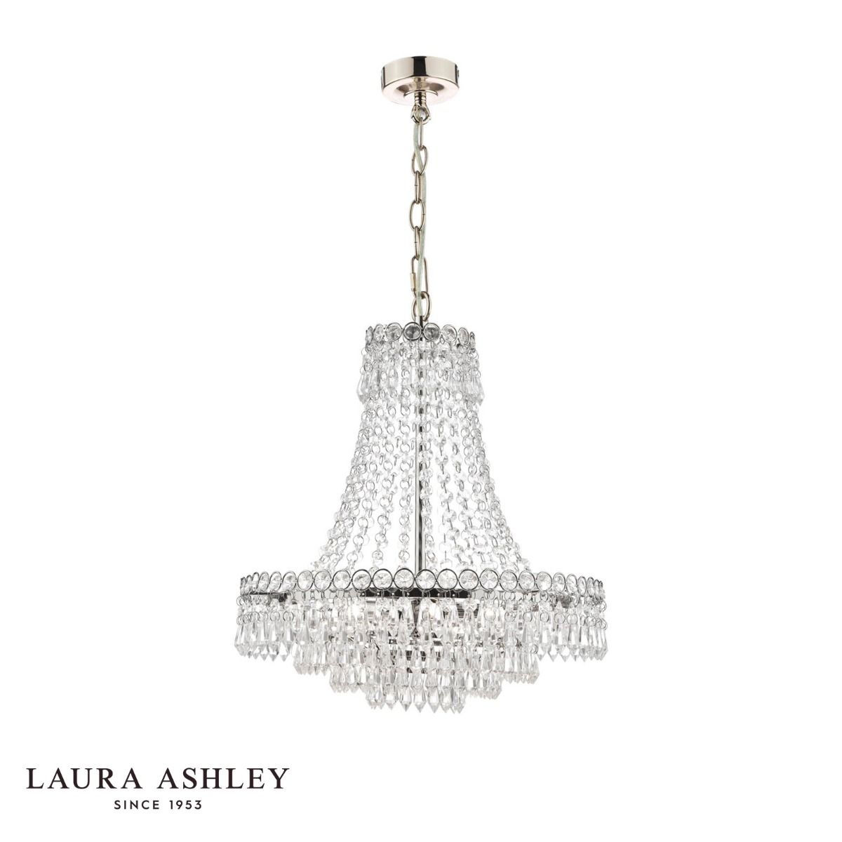 Laura Ashley Enid 5 Light Chandelier Faceted Glass and Polished Nickel