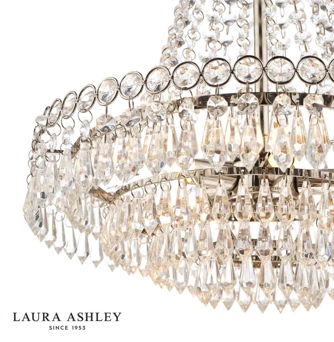 Laura Ashley Enid 5 Light Chandelier Faceted Glass and Polished Nickel