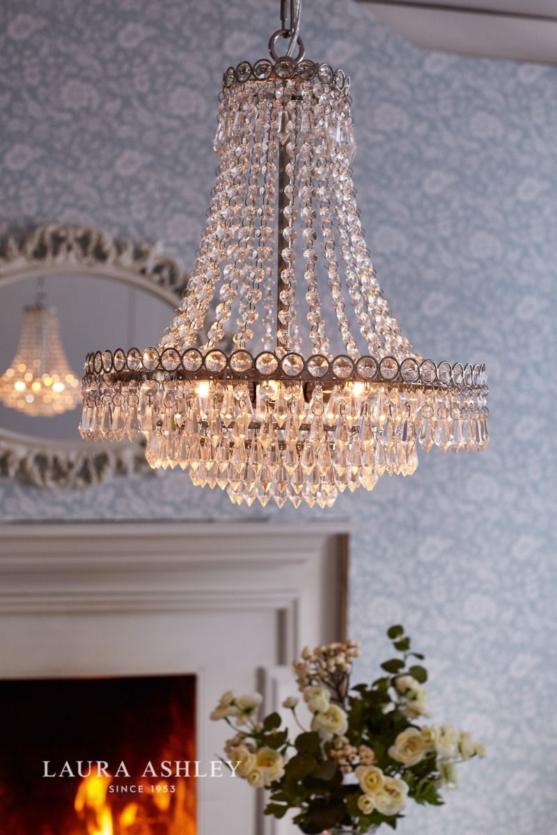 Laura Ashley Enid 5 Light Chandelier Faceted Glass and Polished Nickel