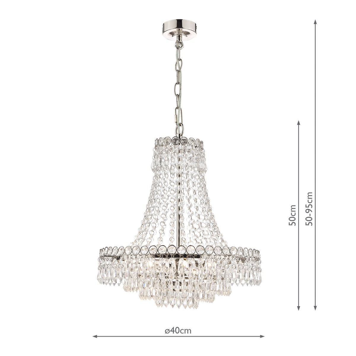 Laura Ashley Enid 5 Light Chandelier Faceted Glass and Polished Nickel