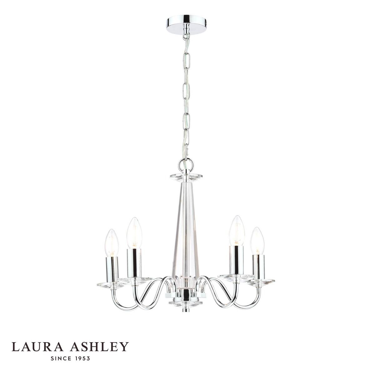 Laura Ashley Blake 5 Light Armed Pendant Crystal and Polished Chrome