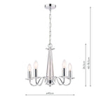 Laura Ashley Blake 5 Light Armed Pendant Crystal and Polished Chrome