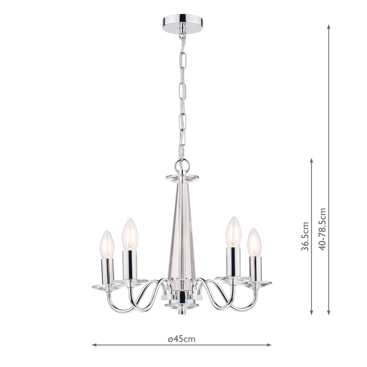 Laura Ashley Blake 5 Light Armed Pendant Crystal and Polished Chrome