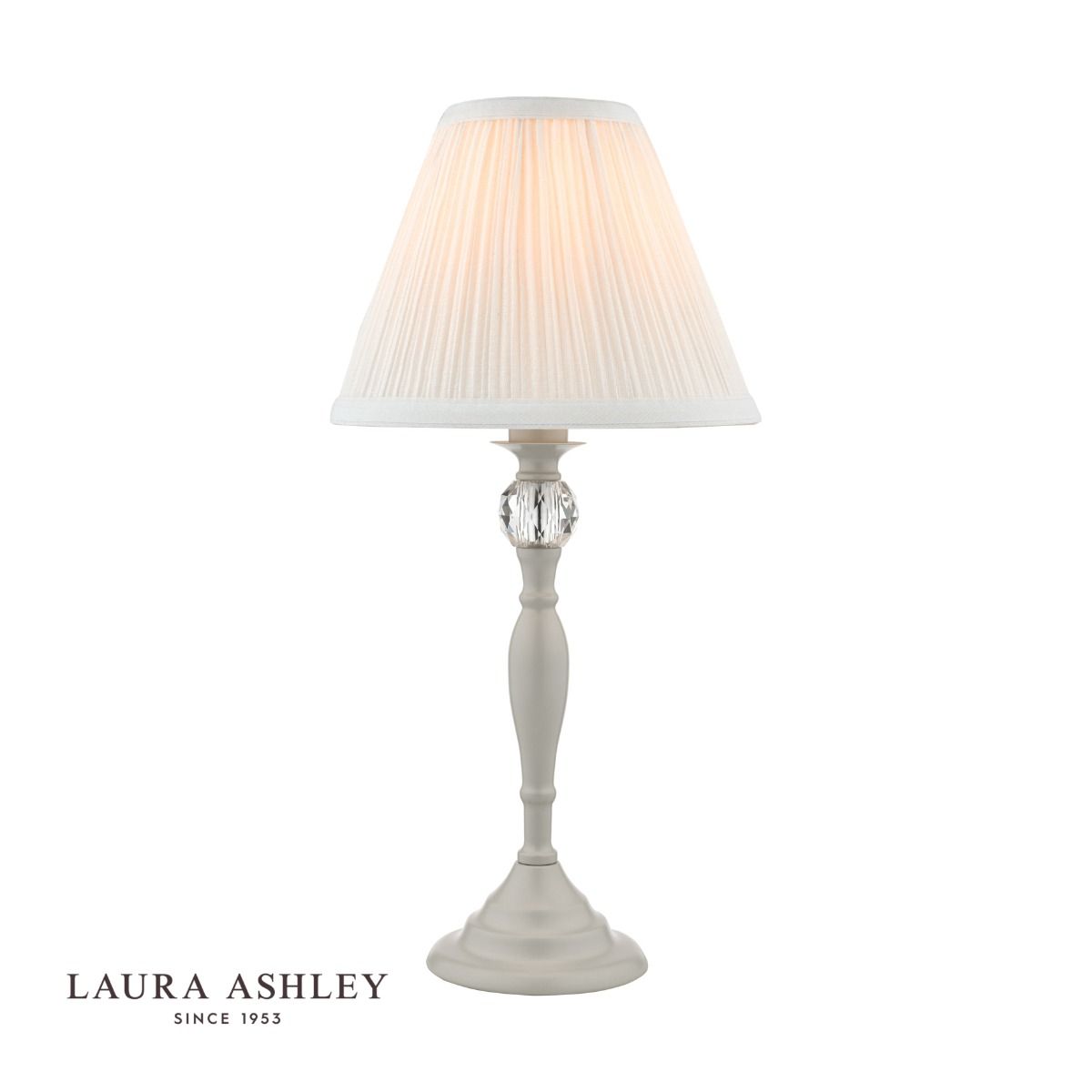 Laura Ashley Ellis Table Lamp Satin Grey and Crystal With Shade