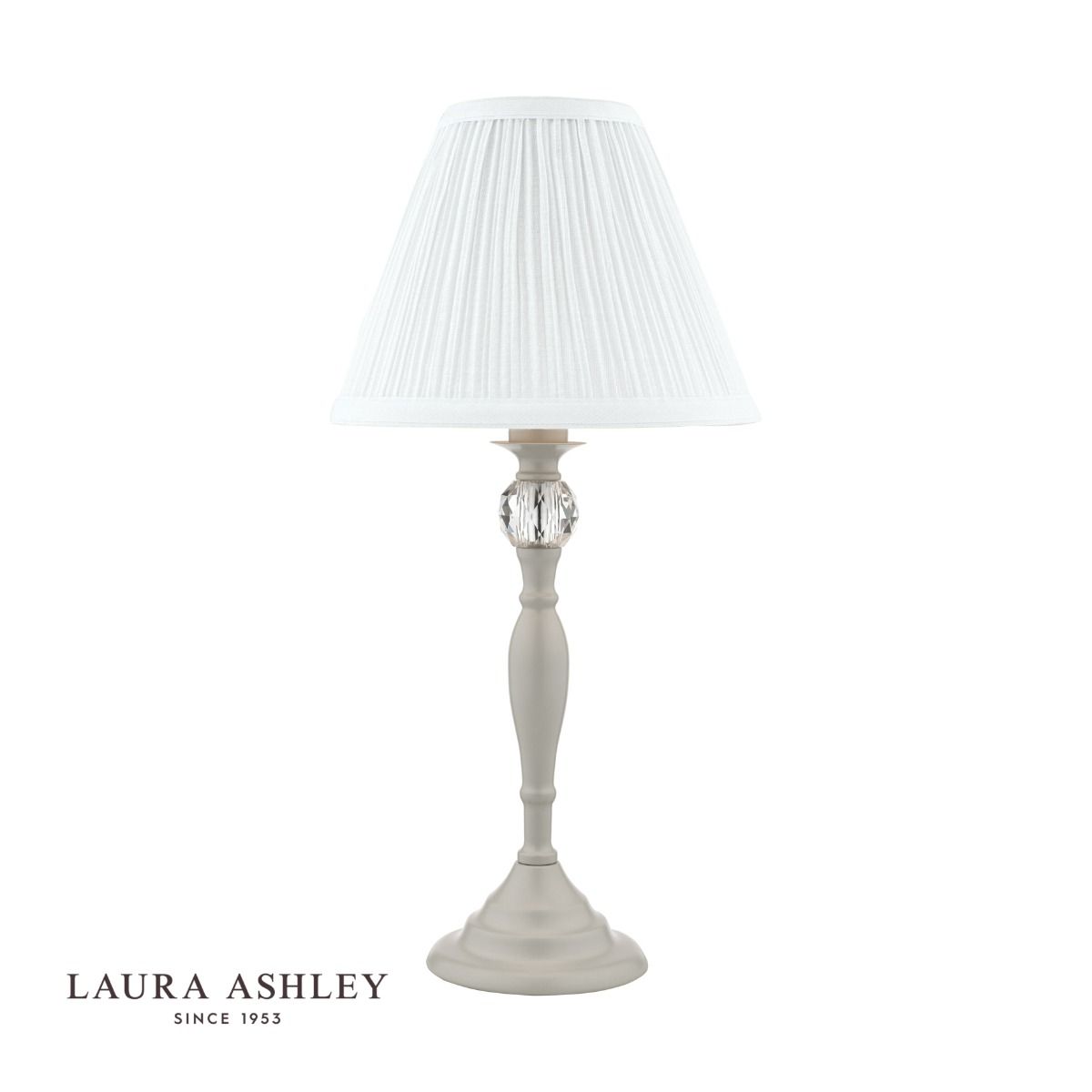 Laura Ashley Ellis Table Lamp Satin Grey and Crystal With Shade