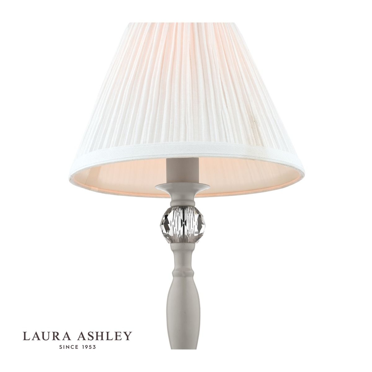 Laura Ashley Ellis Table Lamp Satin Grey and Crystal With Shade