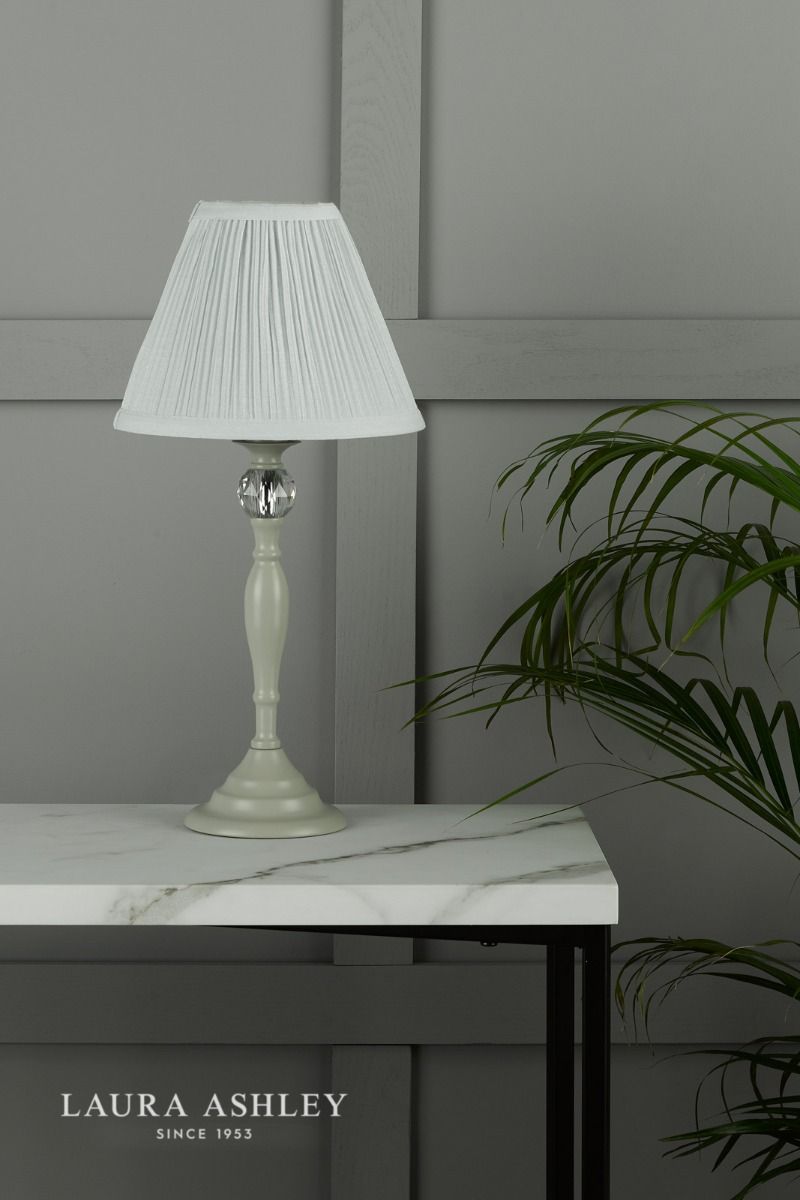 Laura Ashley Ellis Table Lamp Satin Grey and Crystal With Shade