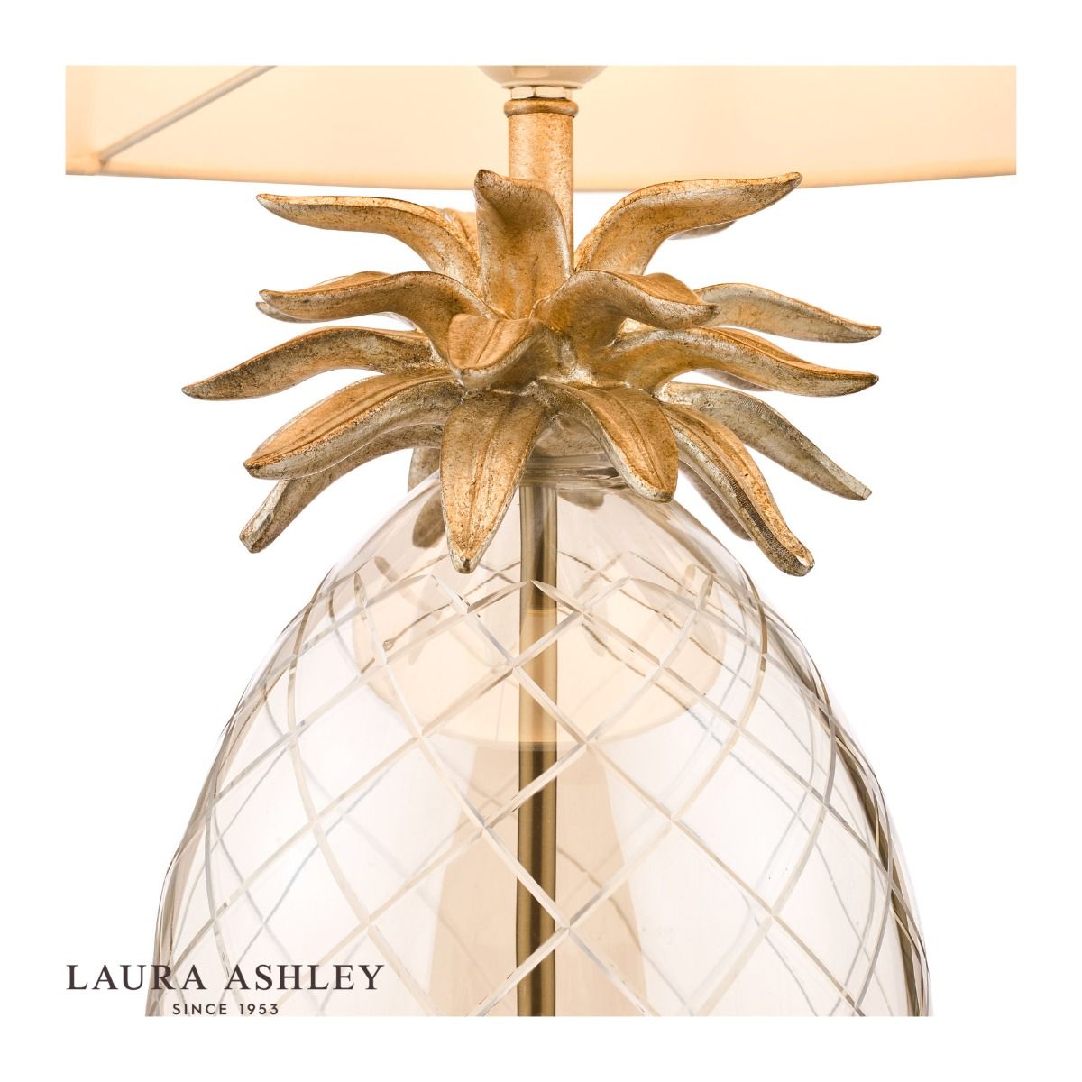 Laura Ashley Pineapple Large Table Lamp Champagne Cut Glass With Shade
