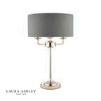 Laura Ashley Sorrento 3 Light Table Lamp Polished Nickel With Charcoal Shade