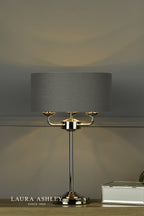 Laura Ashley Sorrento 3 Light Table Lamp Polished Nickel With Charcoal Shade
