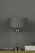 Laura Ashley Sorrento 3 Light Table Lamp Polished Nickel With Charcoal Shade
