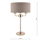 Laura Ashley Sorrento 3 Light Table Lamp Polished Nickel With Charcoal Shade