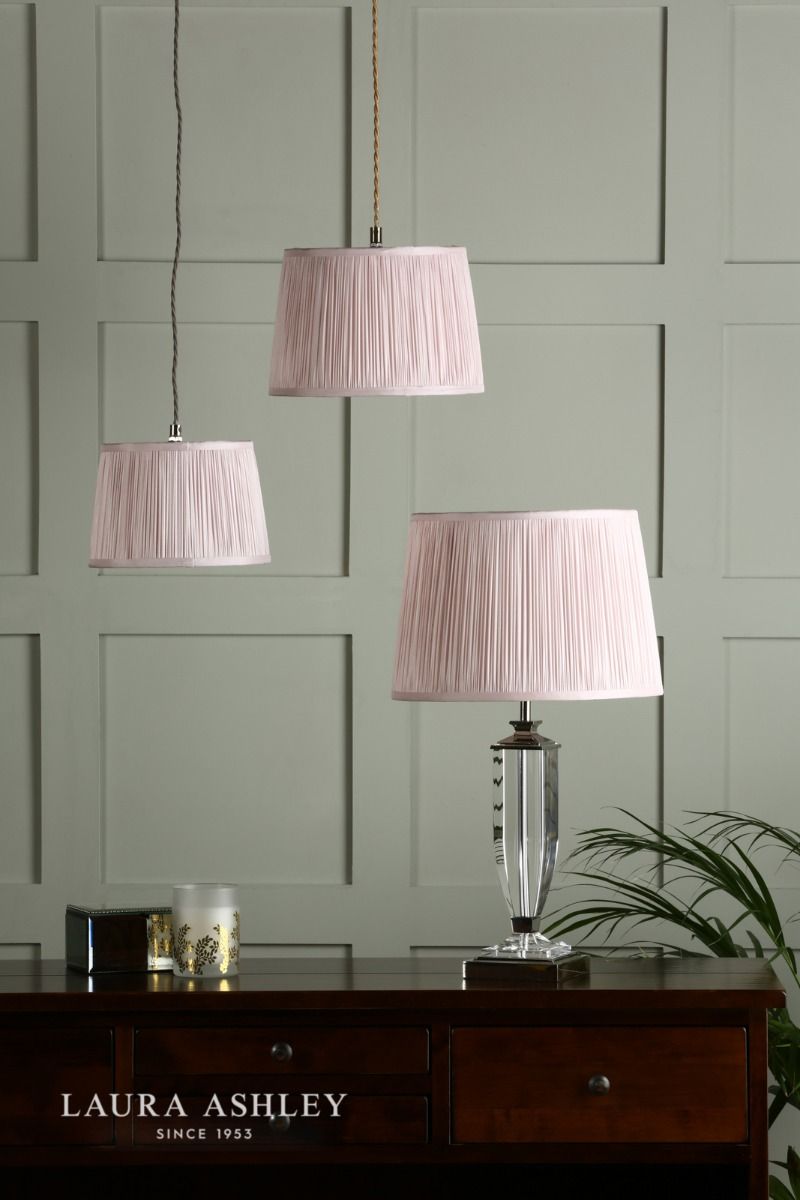 Laura Ashley Hemsley Pleated Silk Empire Drum Shade Pink 30cm/12 inch