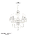 Laura Ashley Harriet 5 Light Chandelier Ribbed Glass and Polished Chrome