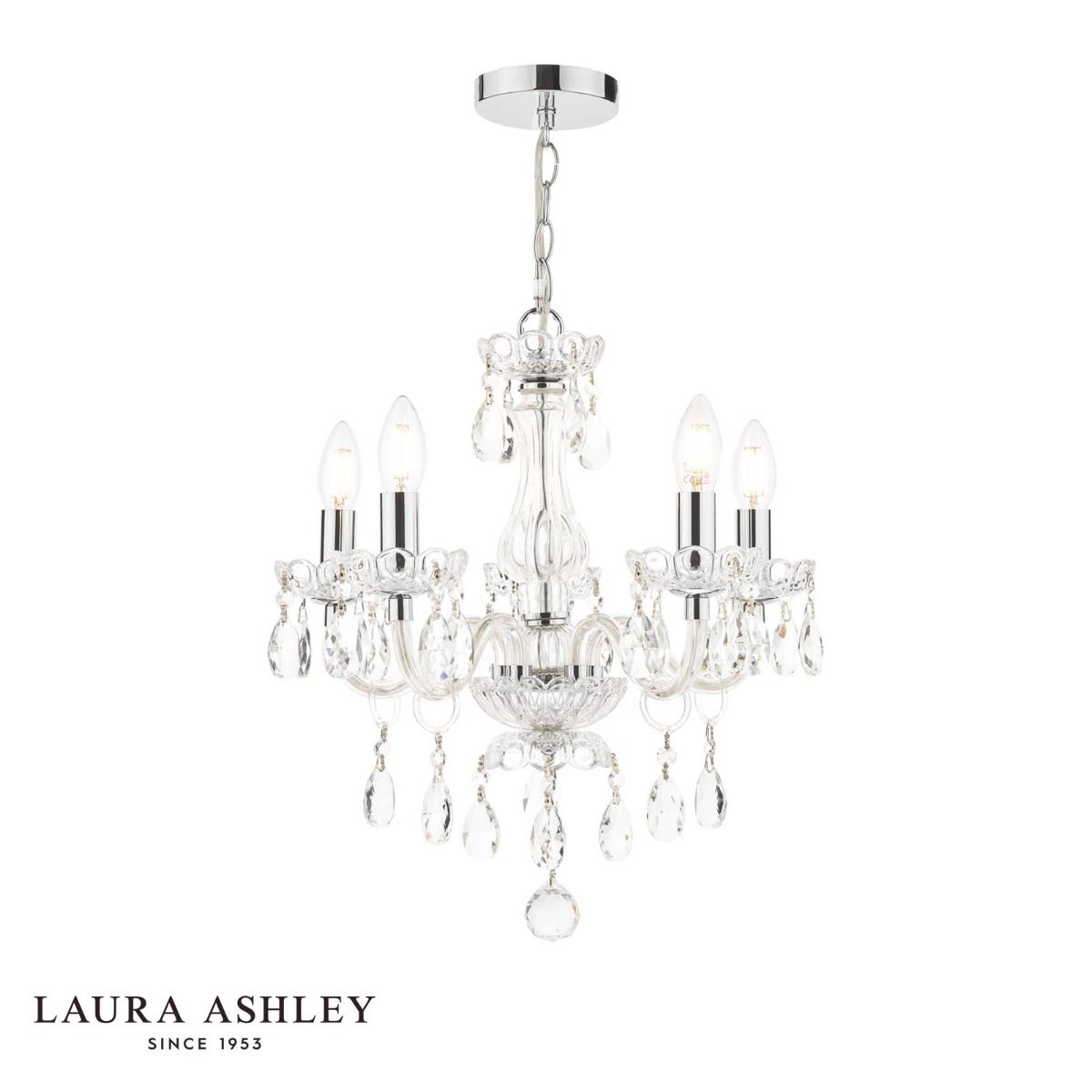 Laura Ashley Harriet 5 Light Chandelier Ribbed Glass and Polished Chrome