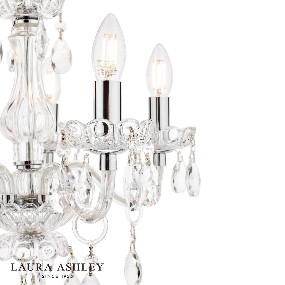Laura Ashley Harriet 5 Light Chandelier Ribbed Glass and Polished Chrome