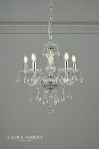 Laura Ashley Harriet 5 Light Chandelier Ribbed Glass and Polished Chrome