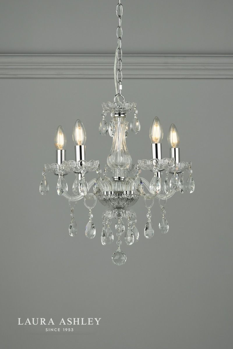 Laura Ashley Harriet 5 Light Chandelier Ribbed Glass and Polished Chrome