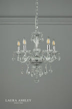 Laura Ashley Harriet 5 Light Chandelier Ribbed Glass and Polished Chrome