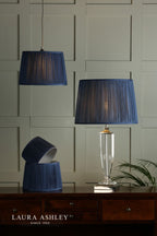 Laura Ashley Hemsley Pleated Silk Empire Drum Shade Midnight Blue 30cm/12 inch