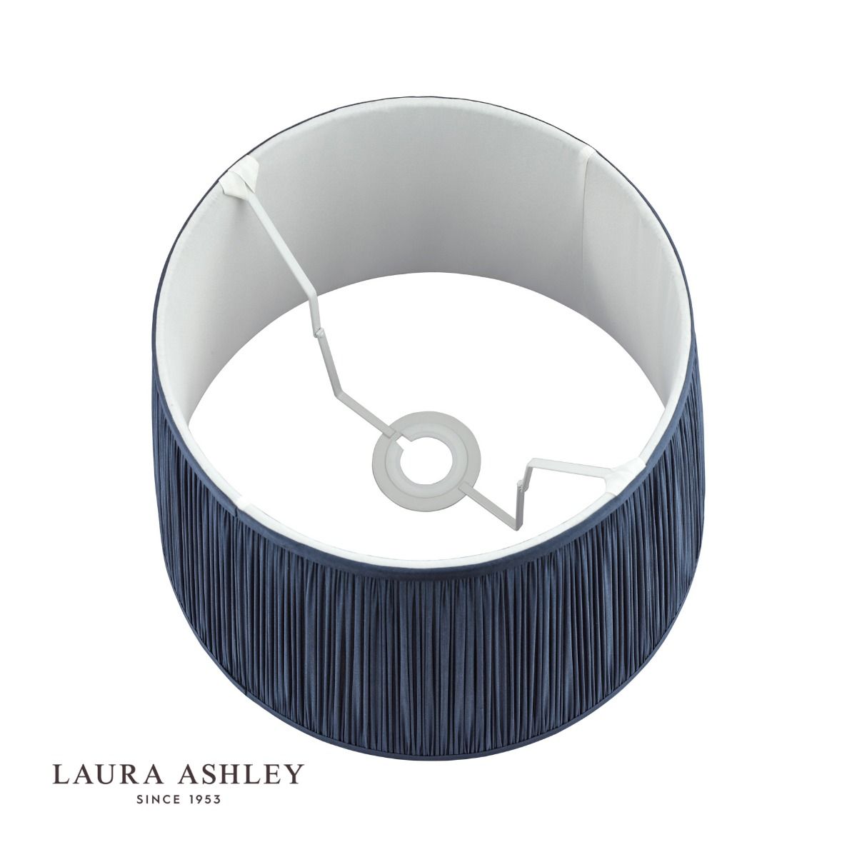 Laura Ashley Hemsley Pleated Silk Empire Drum Shade Midnight Blue 20cm/8 inch