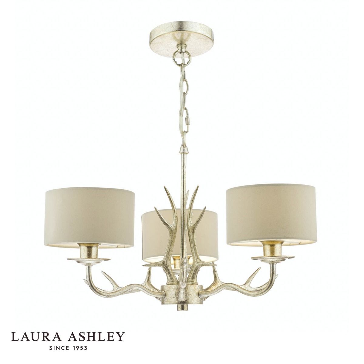 Laura Ashley Mulroy 3 Light Armed Pendant Champagne With Shade