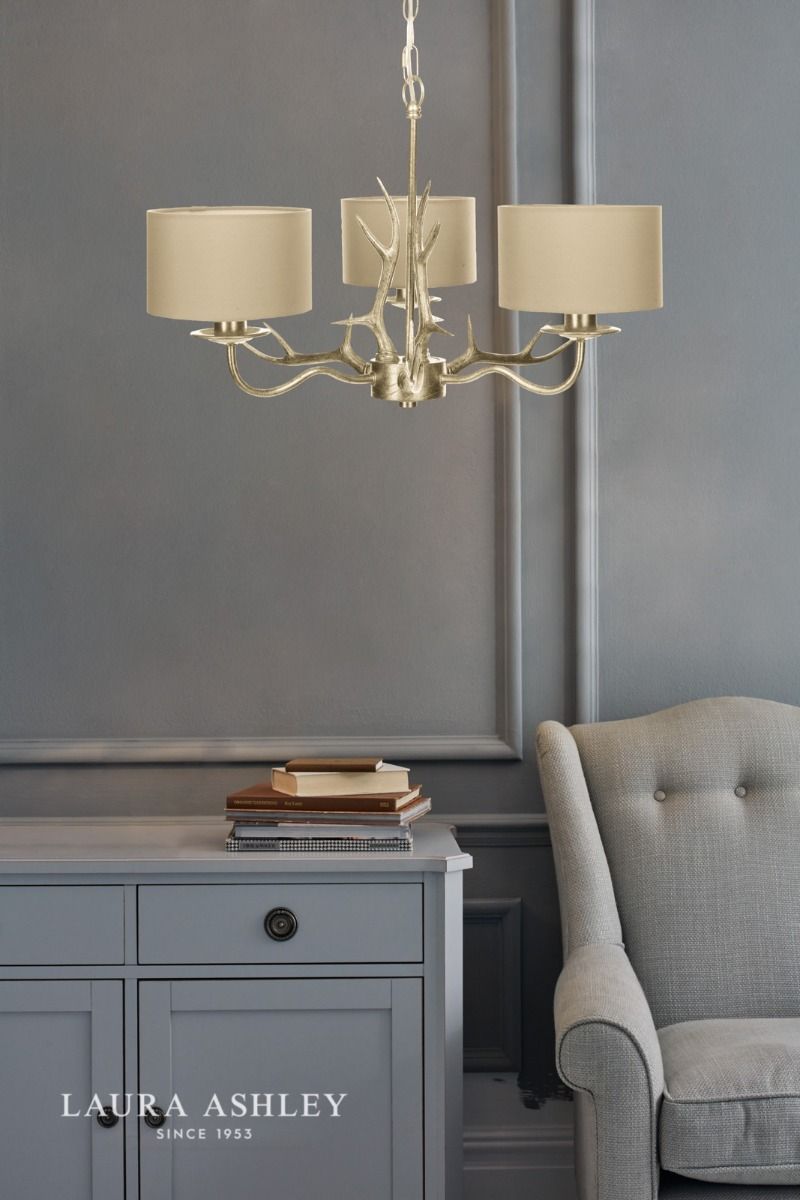 Laura Ashley Mulroy 3 Light Armed Pendant Champagne With Shade