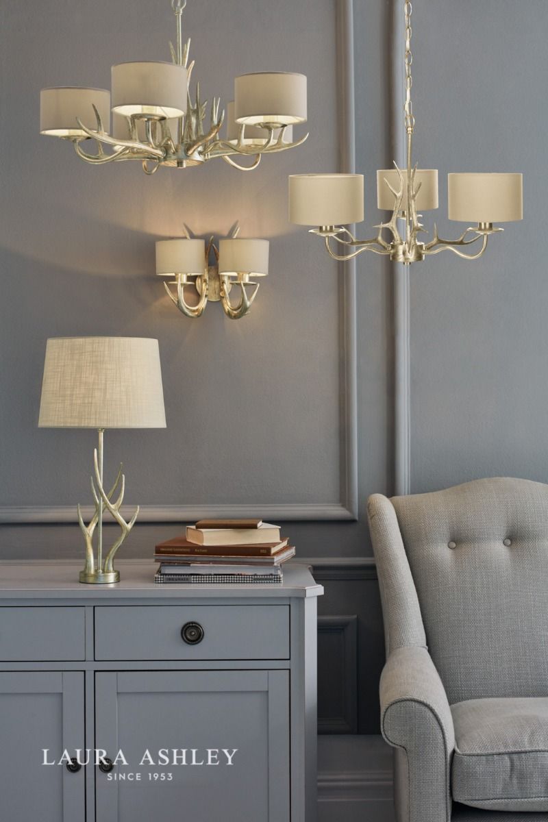 Laura Ashley Mulroy 3 Light Armed Pendant Champagne With Shade