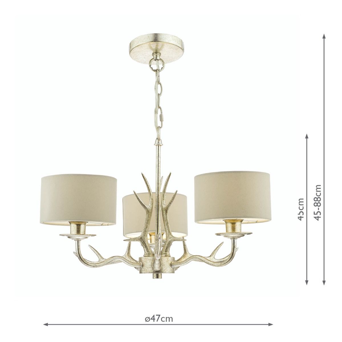 Laura Ashley Mulroy 3 Light Armed Pendant Champagne With Shade