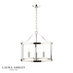 Laura Ashley Harrington 3lt Pendant Polished Nickel Glass