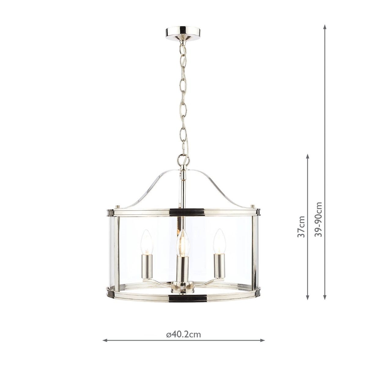 Laura Ashley Harrington 3lt Pendant Polished Nickel Glass