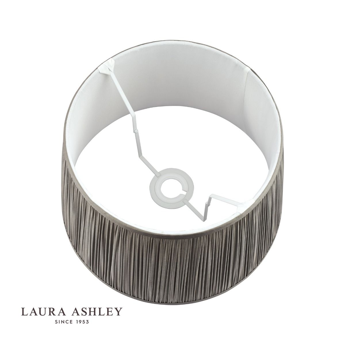 Laura Ashley Hemsley Pleated Silk Empire Drum Shade Grey 25cm/10 inch