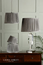 Laura Ashley Hemsley Pleated Silk Empire Drum Shade Grey 25cm/10 inch