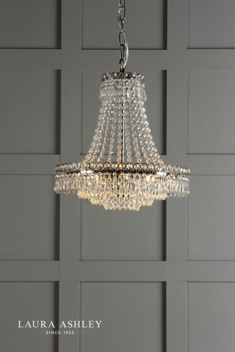 Laura Ashley Enid Grande 5lt Chandelier Polished Nickel & Glass