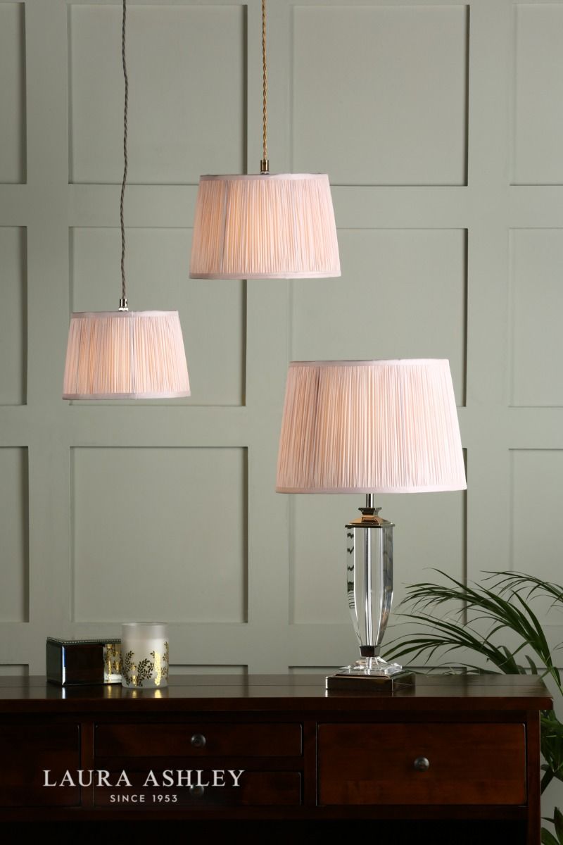 Laura Ashley Hemsley Pleated Silk Empire Drum Shade Pink 20cm/8 inch