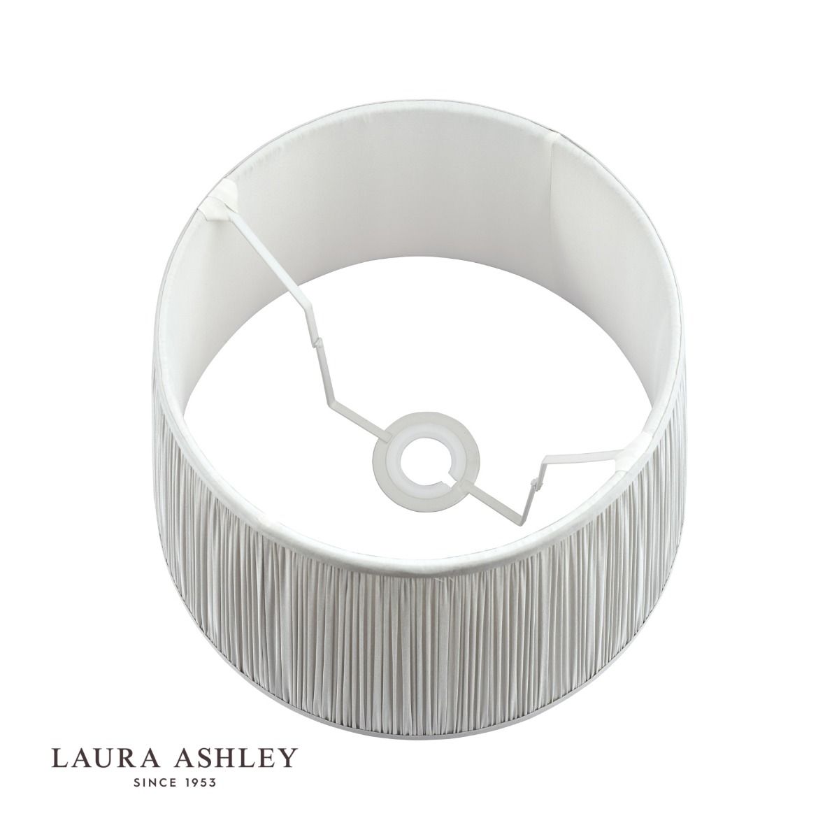 Laura Ashley Hemsley Pleated Silk Empire Drum Shade Silver 25cm/10 inch
