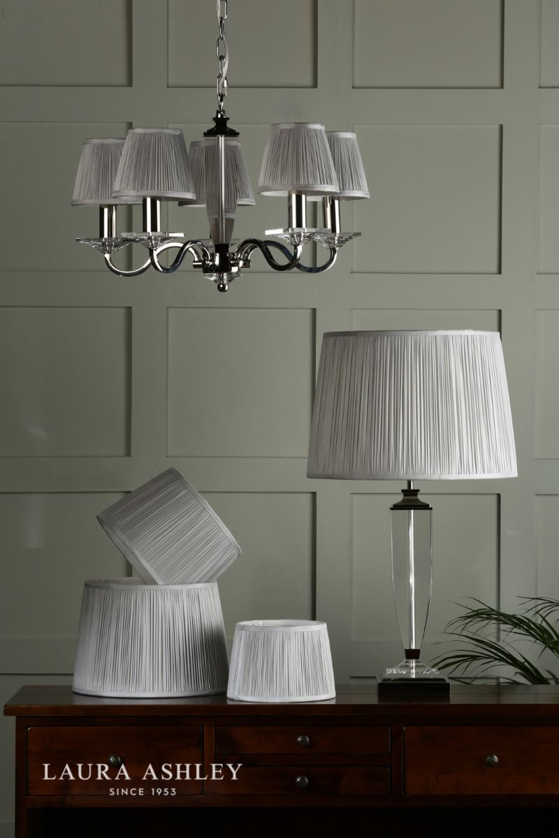 Laura Ashley Hemsley Pleated Silk Empire Drum Shade Silver 25cm/10 inch