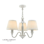 Laura Ashley Ellis 3 Light Armed Pendant Satin Grey and Crystal With Shade