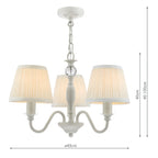 Laura Ashley Ellis 3 Light Armed Pendant Satin Grey and Crystal With Shade