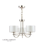 Laura Ashley Southwell 3 Light Armed Pendant Polished Nickel and Opal Glass