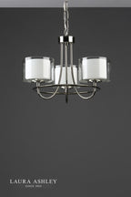 Laura Ashley Southwell 3 Light Armed Pendant Polished Nickel and Opal Glass